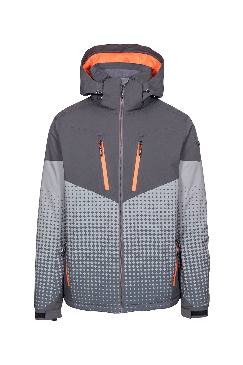 Trespass, Geaca impermeabila si rezistenta la vant, cu gluga, pentru ski Bert, Gri inchis, M