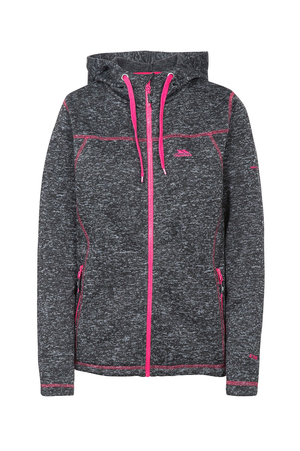 Trespass, Hanorac din fleece cu fermoar Odelia, Negru/Alb/Fucsia, M