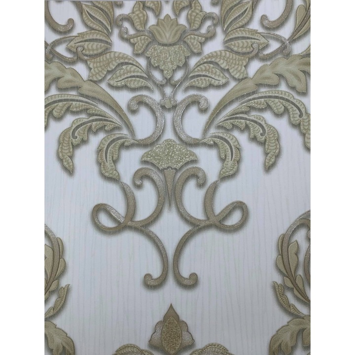 Tapet clasic cu model barock auriu vinil compact extralavabil pe suport netesut 10102-30 marime 0.53cm x 10m