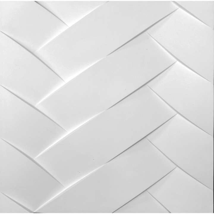 Panou decorativ 3D-ipsos, Binding, Ideolis, 50 x 50 cm, alb