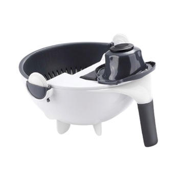 Feliator multifunctional cu 7 lame de diferite dimensiuni, bol pentru curatarea si scurgerea legumelor, protectie degete Feliator multifunctional cu 7 lame de diferite dimensiuni, bol pentru curatarea si scurgerea legumelor, protectie degete
