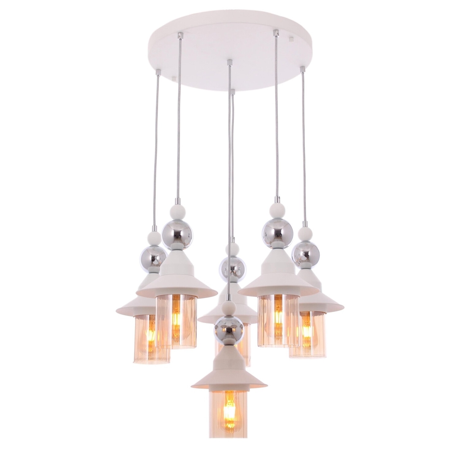 Lustra Avonni AV-65083-5+1BBY, 6x 60 W ,E27, Alb