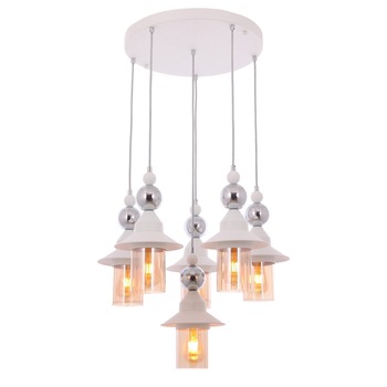 Lustra Avonni AV-65083-5+1BBY, 6x 60 W ,E27, Alb Lustra Avonni AV-65083-5+1BBY, 6x 60 W ,E27, Alb