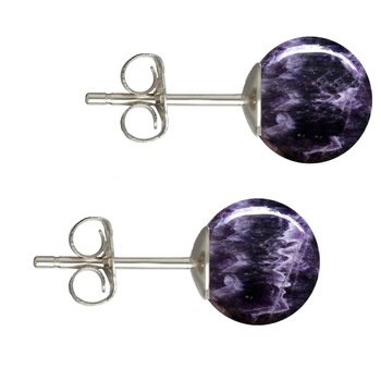 Cercei Argint, Tip Surub, cu Pietre Semipretioase Naturale de Ametist de 10 mm Cercei Argint, Tip Surub, cu Pietre Semipretioase Naturale de Ametist de 10 mm
