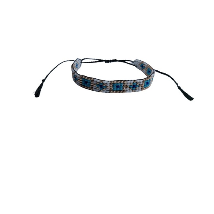 Bratara tesuta manual, multicolor, unisex, sticla, 14 cm