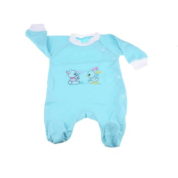 Salopeta cu maneca lunga pentru copii Pifou Model 16 SPCP-2, Turcoaz, 50 cm Salopeta cu maneca lunga pentru copii Pifou Model 16 SPCP-2, Turcoaz, 50 cm