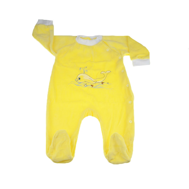 Salopeta cu maneca lunga pentru copii Pifou Model 16 SPCP-12, Galben, 68 cm