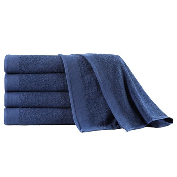 Set 5 prosoape de baie vidaXL, Bumbac, 100 x 150 cm, Albastru Set 5 prosoape de baie vidaXL, Bumbac, 100 x 150 cm, Albastru