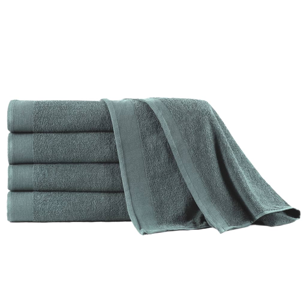 Set 5 prosoape de baie vidaXL, Bumbac, 100 x 150 cm, Verde