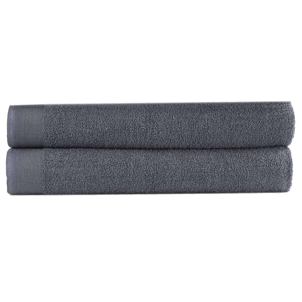 Set 2 prosoape de baie vidaXL, Bumbac, 100 x 150 cm, Gri