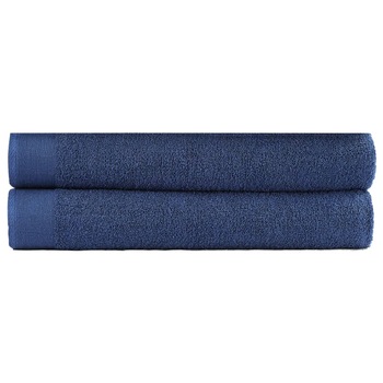 Set 2 prosoape de baie vidaXL, Bumbac, 100 x 150 cm, Albastru Set 2 prosoape de baie vidaXL, Bumbac, 100 x 150 cm, Albastru