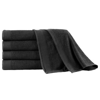 Set 5 prosoape de baie vidaXL, Bumbac, 100 x 150 cm, Negru Set 5 prosoape de baie vidaXL, Bumbac, 100 x 150 cm, Negru