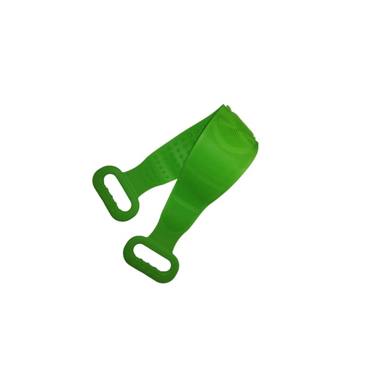 Banda pentru masaj si igiena corporala, din silicon, 2 fete ,Verde