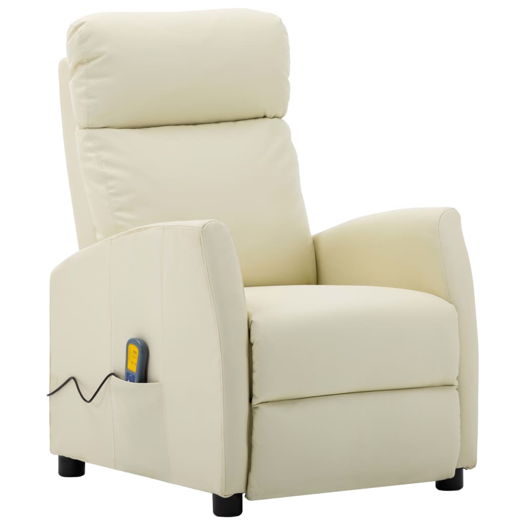 Fotoliu de masaj electric rabatabil vidaXL, Piele ecologica, Crem