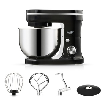 Mixer cu bol multifunctional, meister Hausgerate, HRH-178BS, Putere 1200W, Bol de inox 5l, 6 viteze si Pulse, Capac si 3 tipuri de accesorii, Culoare Negru Mixer cu bol multifunctional, meister Hausgerate, HRH-178BS, Putere 1200W, Bol de inox 5l, 6 viteze si Pulse, Capac si 3 tipuri de accesorii, Culoare Negru