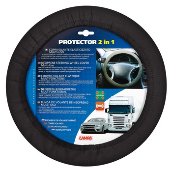 Husa volan protector elasticizat 2 in 1 - Negru Husa volan protector elasticizat 2 in 1 - Negru