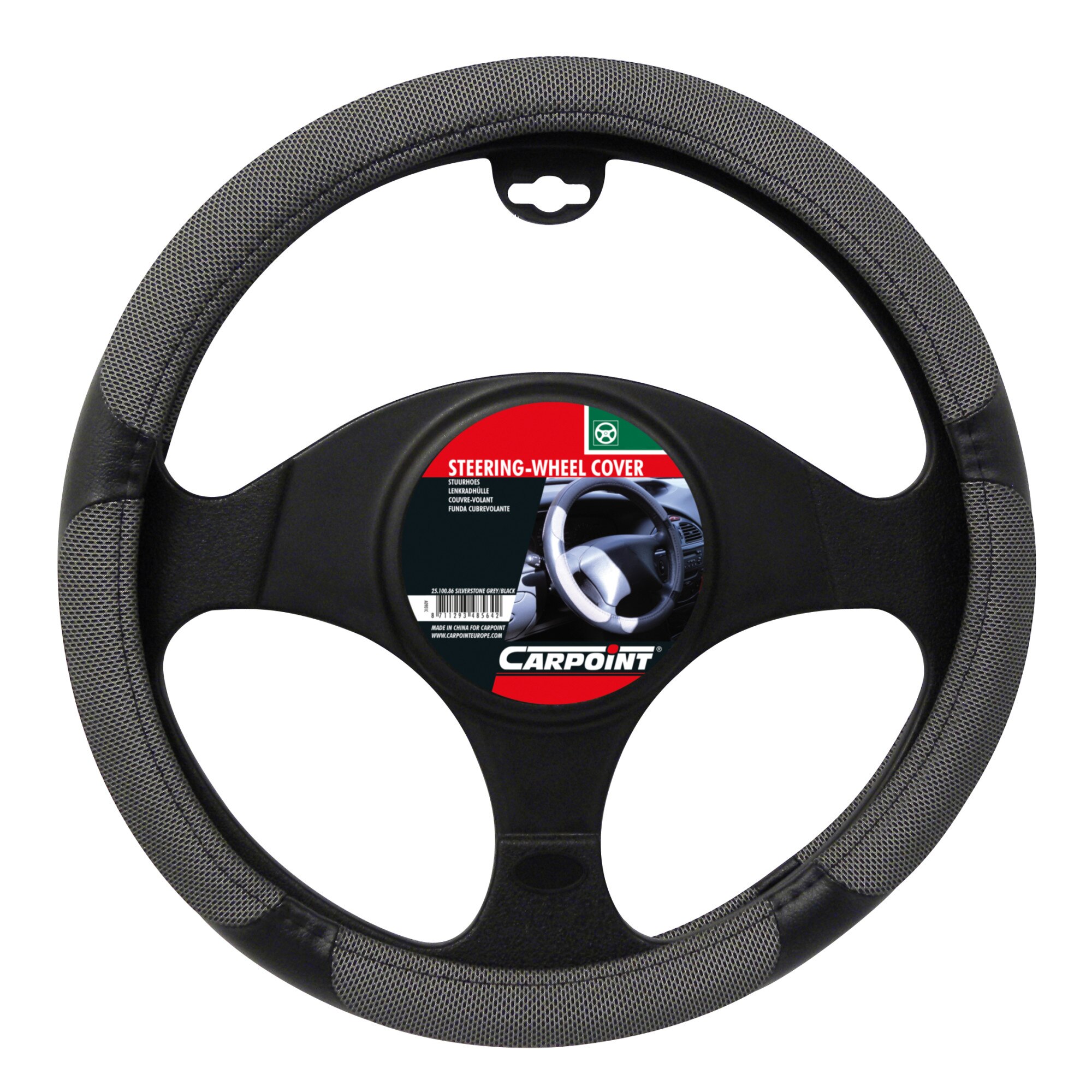 Husa volan Silverstone Carpoint - M - Ø 37/39cm - Gri/Negru