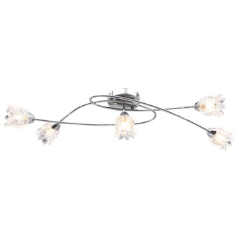 Lustra cu abajururi in forma de floare vidaXL, 5 becuri G9, Sticla, 82 x 34 x 16 cm, Transparent Lustra cu abajururi in forma de floare vidaXL, 5 becuri G9, Sticla, 82 x 34 x 16 cm, Transparent