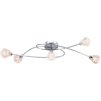 Lustra cu abajururi vidaXL, 5 becuri G9, Sticla, 70 x 28,5 x 15 cm, Transparent Lustra cu abajururi vidaXL, 5 becuri G9, Sticla, 70 x 28,5 x 15 cm, Transparent