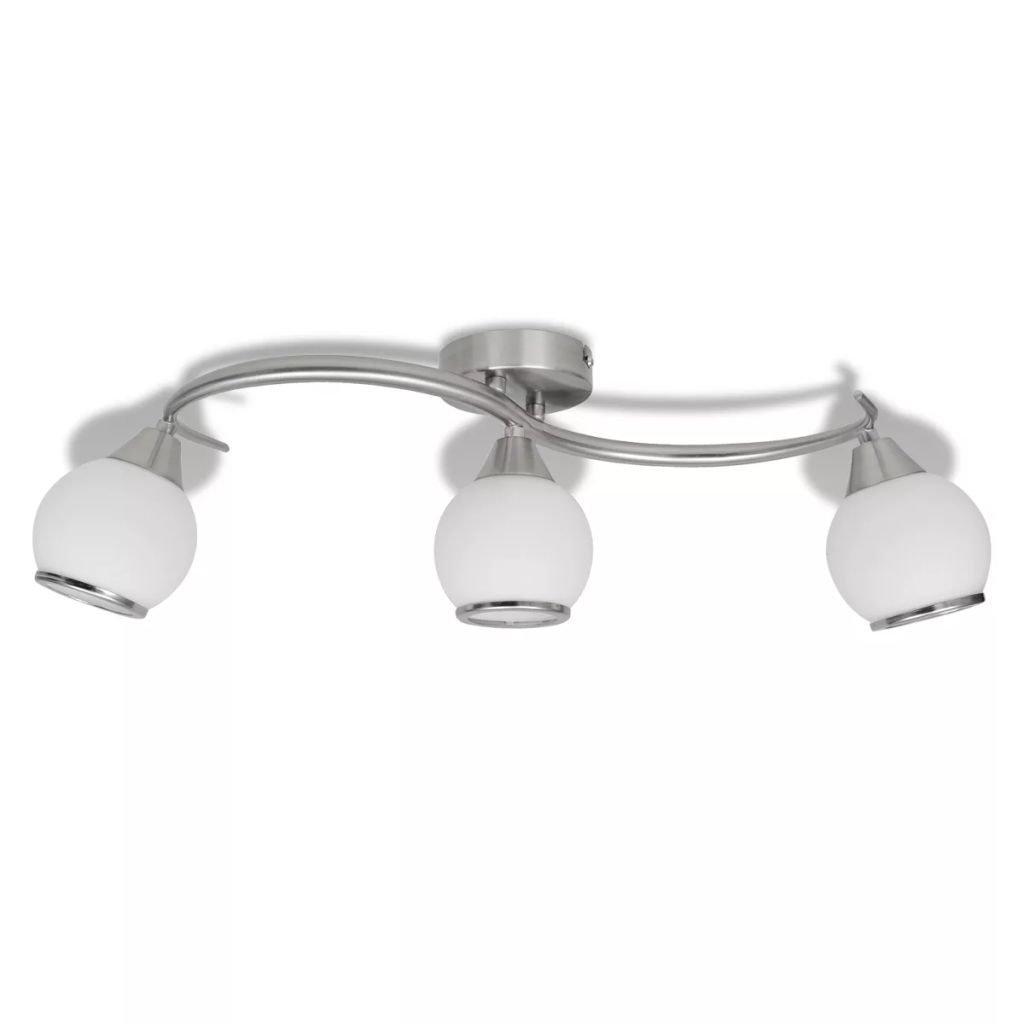 Lustra ondulata cu abajururi vidaXL, 3 becuri E14, Sticla, 600 x 170 mm, Alb