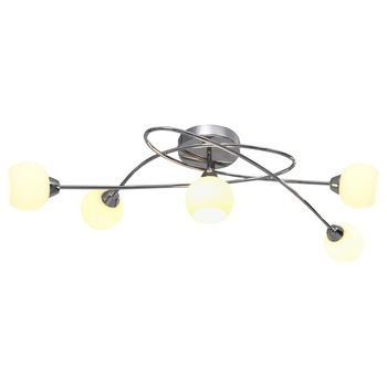 Lustra cu abajururi rotunde vidaXL, 5 becuri G9, Ceramica, 78 x 36 x 16 cm, Alb Lustra cu abajururi rotunde vidaXL, 5 becuri G9, Ceramica, 78 x 36 x 16 cm, Alb