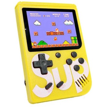 Joc retro 400 in 1 iMK®, conectare la televizor, ecran color, baterie 600 Ah, 11,5 x 7,8 x 2,0 cm, galben Joc retro 400 in 1 iMK®, conectare la televizor, ecran color, baterie 600 Ah, 11,5 x 7,8 x 2,0 cm, galben