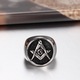 Inel barbati, JustZEN, Masonic Freemason, Inox , Marimea 11, circumferinta 65 mm, 22.7g, Argintiu