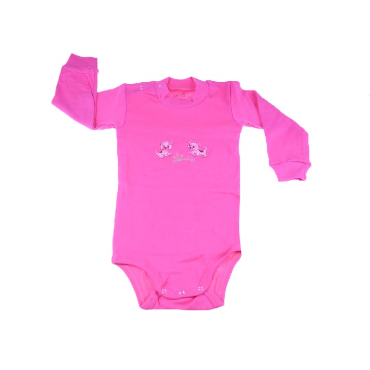 Body cu maneca lunga pentru fete Pifou Model 9 BPCP-3F, Fucsia, 92 cm