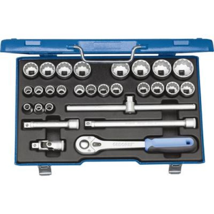 Set chei tubulare metrice, Gedore, 1/2 (12,5 mm), 28 buc