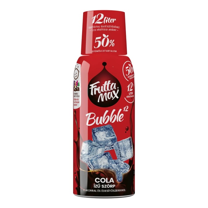 FruttaMax Bubble12 Cola ízű szörp, cukorral és édesítőszerekkel, 50%, 0.5l