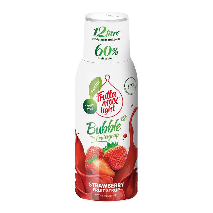 FruttaMax Bubble12 Eper light szörp, 60%, 500 ml