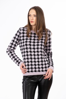 Pulover BE YOU pied de coq, Lila/Negru Pulover BE YOU pied de coq, Lila/Negru