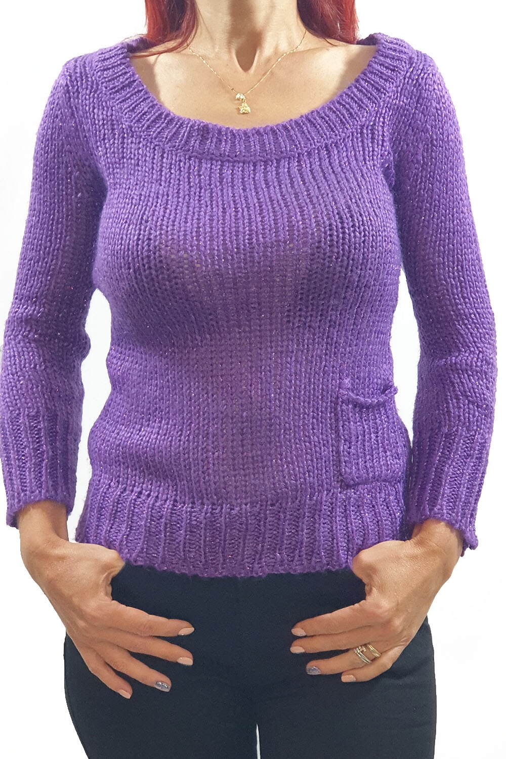 Pulover dama Tally Weijl, cu lame, Mov