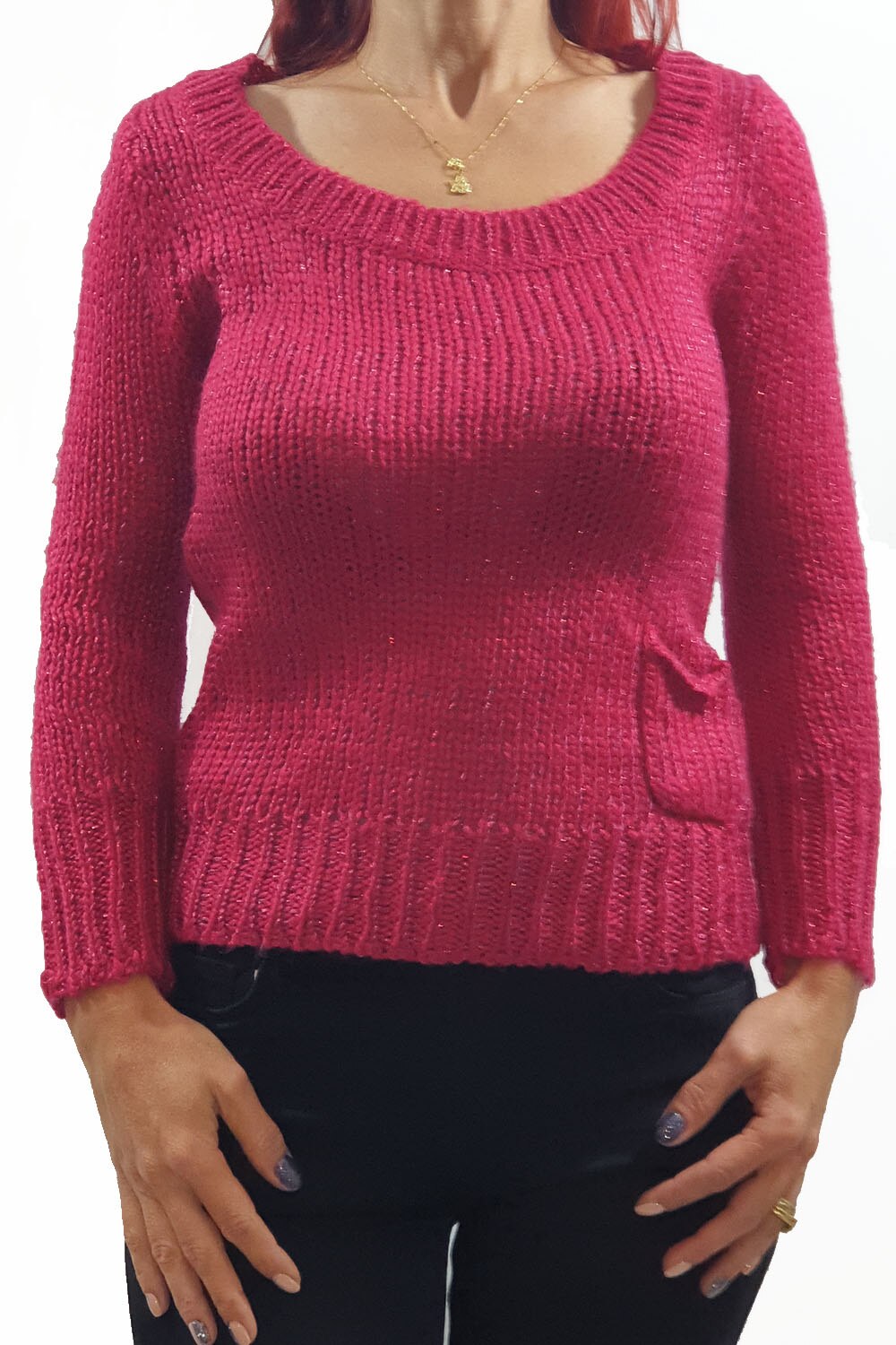 Pulover dama Tally Weijl, cu lame, Grena