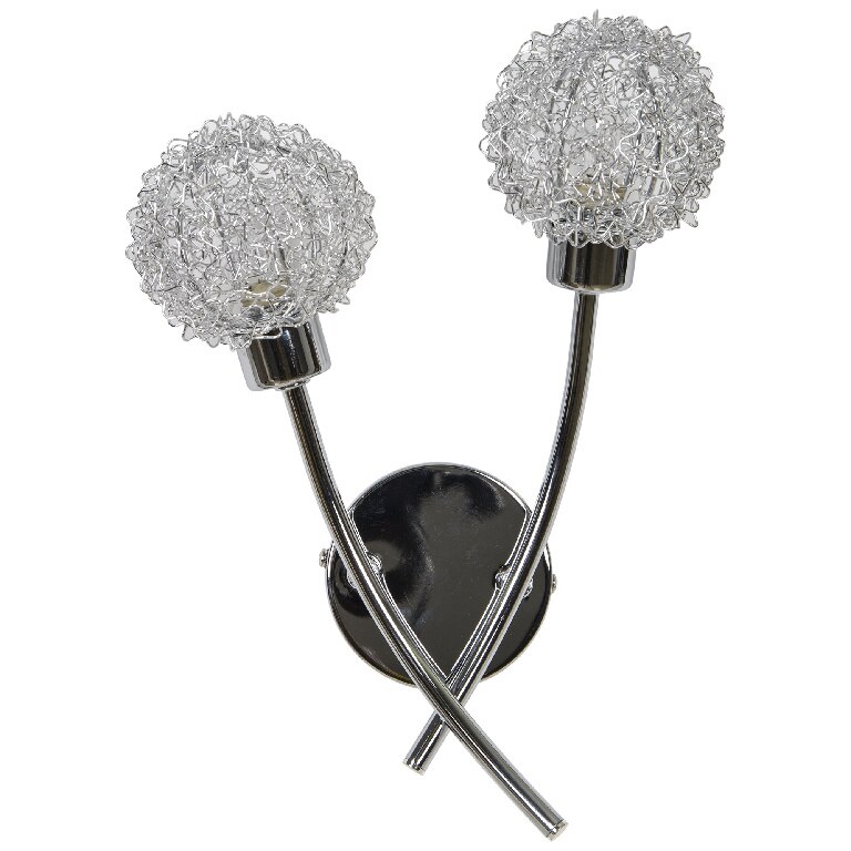 Aplica argintie din metal cu efect cromat lucios, 2 x G9, IP20, 40W