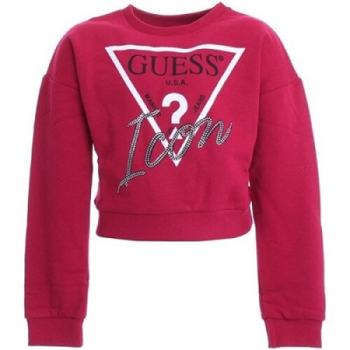 Hanorac fata, Guess, scurt in talie cu manseta, Fucsia