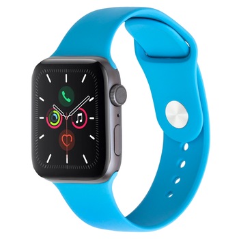Curea silicon pentru Apple Watch 2/3/4/5/6, Bratara silicon sport, 44mm Denim Blue Curea silicon pentru Apple Watch 2/3/4/5/6, Bratara silicon sport, 44mm Denim Blue