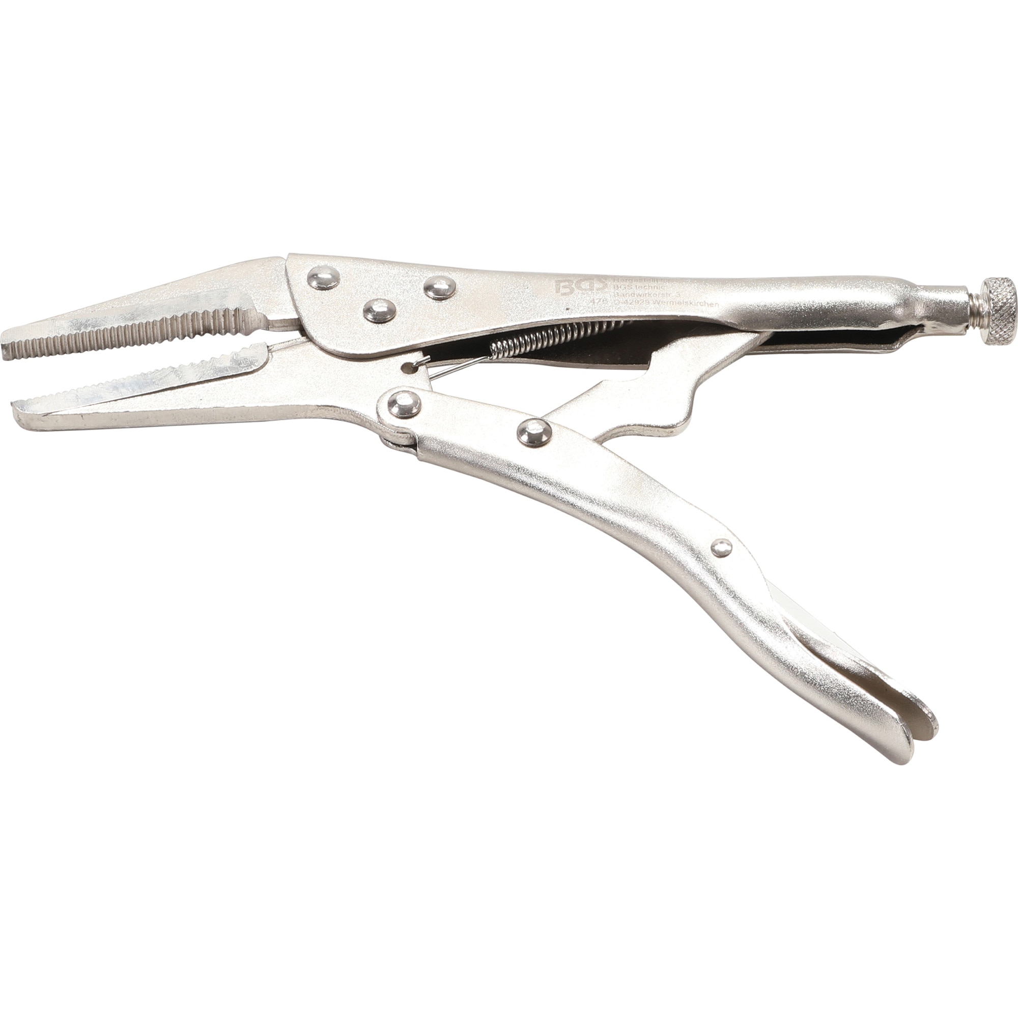 Cleste menghina autoblocant cu cioc lung, pentru tinichigerie, 250 mm, BGS 476