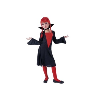 Costum Vampirita, rochie si guler, rosu/negru, 3-4 ani Costum Vampirita, rochie si guler, rosu/negru, 3-4 ani