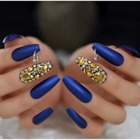 set 24 unghii false autoadezive tip cu adeziv tipsuri balerina cu model albastru mat dimond imagen 39_0_
0