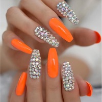 set 24 unghii false autoadezive tip cu adeziv tipsuri balerina cu model portocale dimond imagen 23_0_
0