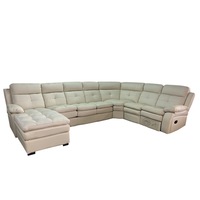 Coltar Piele naturala Md. 2991 in forma de U Mare DR, Mobila Domnel, 1 recliner manual, Bej/Crem B925