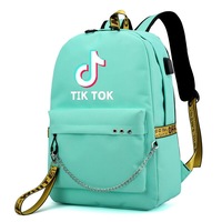 Ghiozdan rucsac Smart Tik Tok multifunctional cu lant OX19 verde, 2 barete ajustabile, capacitate 40 L, 45 cm