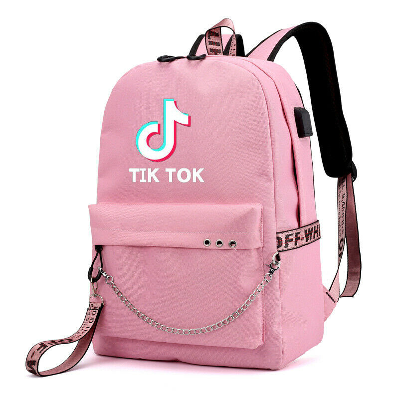 Ghiozdan rucsac Smart Tik Tok multifunctional cu lant OX19 roz, 2 barete ajustabile, capacitate 40 L, 45 cm