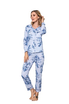Pijama 100% bumbac, dama, PAMUKLU, Albastra Pijama 100% bumbac, dama, PAMUKLU, Albastra