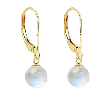 Cercei Aur Galben de 14 karate, Tortita Inchisa, cu Pietre Semipretioase Naturale de Piatra Lunii de 8 mm Cercei Aur Galben de 14 karate, Tortita Inchisa, cu Pietre Semipretioase Naturale de Piatra Lunii de 8 mm