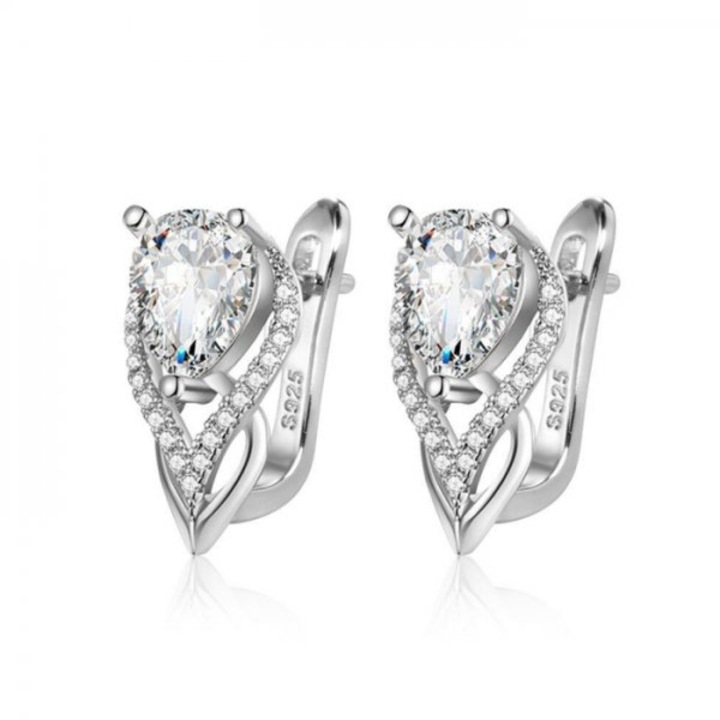 Ezüst fülbevaló SW Big Crystal Heart elemekkel