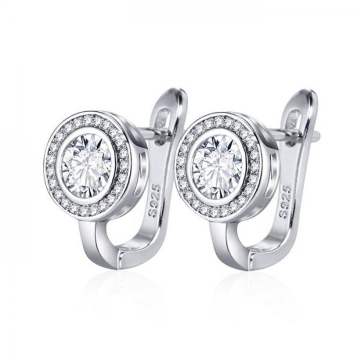 Сребърни обеци с кръгли SW Big Crystal елементи