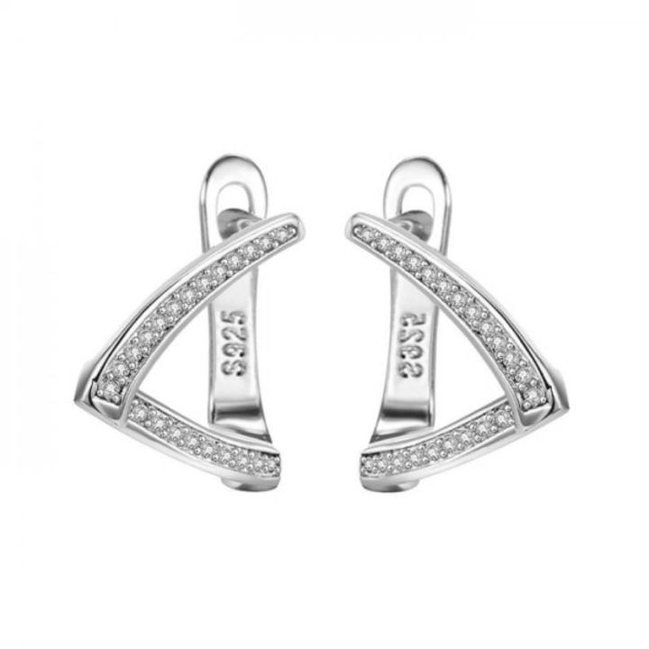 Fehér aranyozott fülbevaló SW Cystal háromszög elemekkel