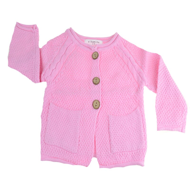 Cardigan cu maneca lunga pentru fete Vitamins, Roz